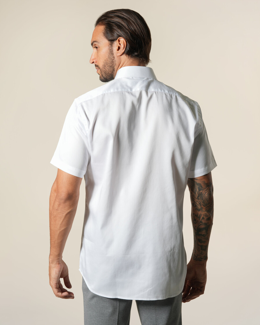 chemise unie à manches courtes en coton