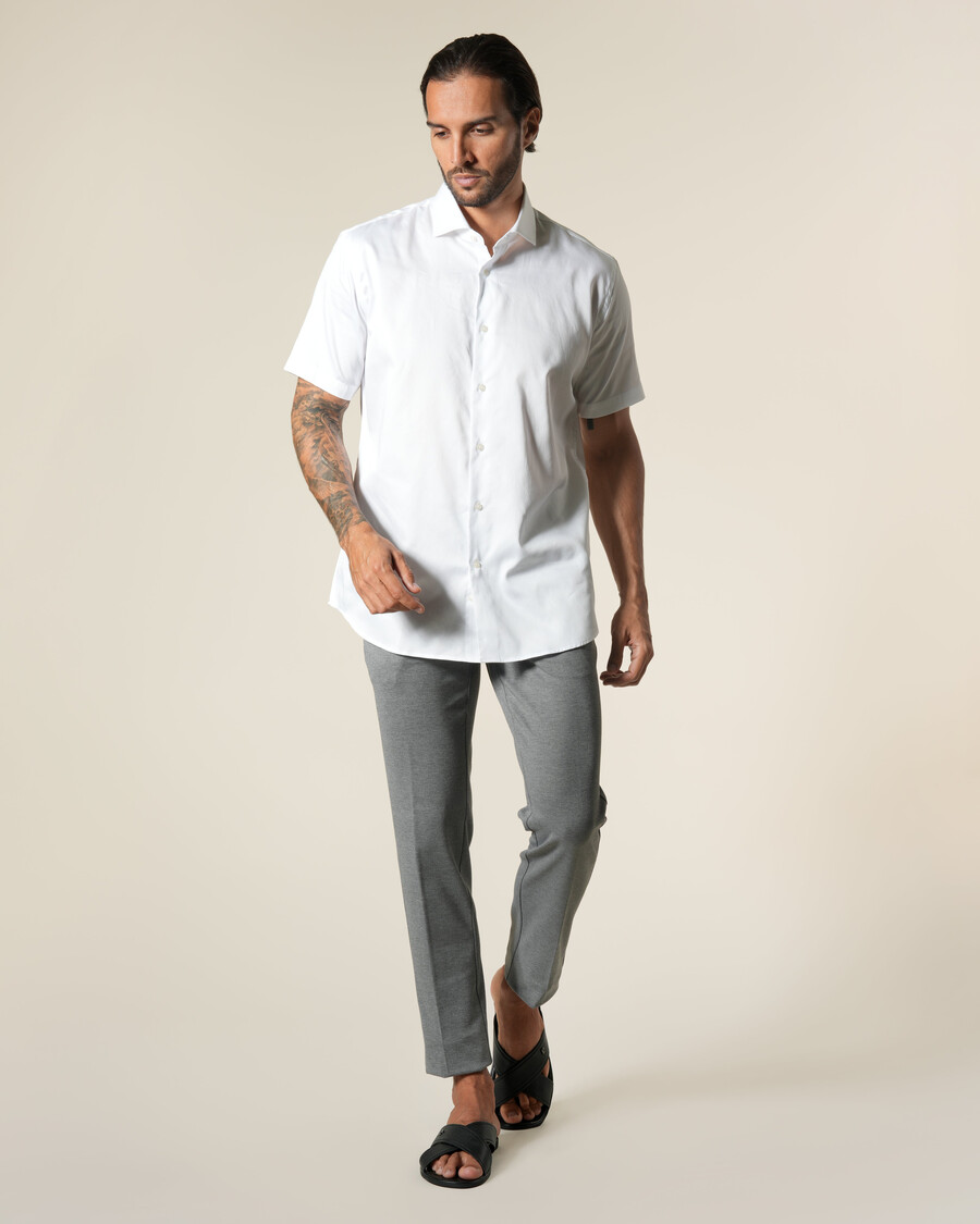 chemise unie à manches courtes en coton