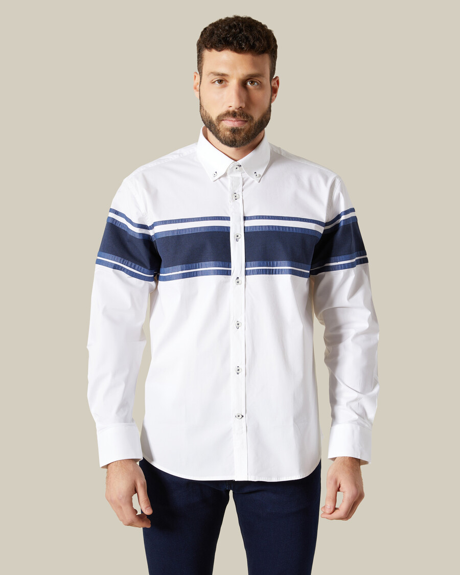 chemise en denim à empiècements