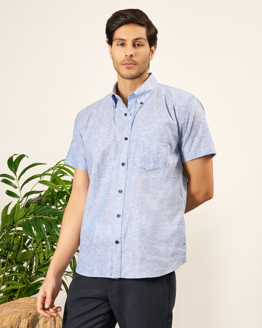 chemise en coton et lin coupe standard