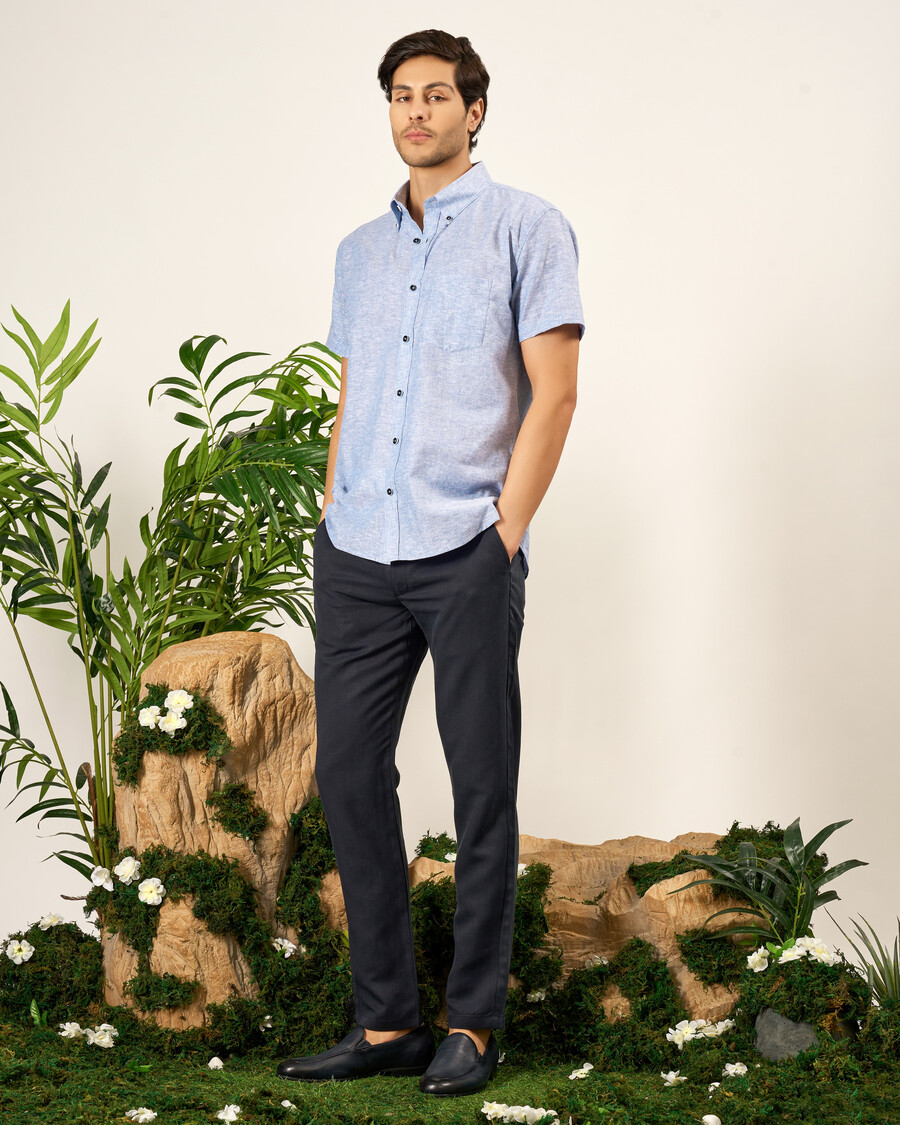 chemise en coton et lin coupe standard