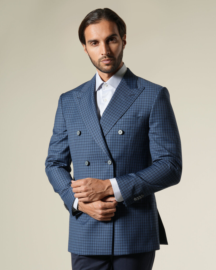 veste de costume croisée à carreaux