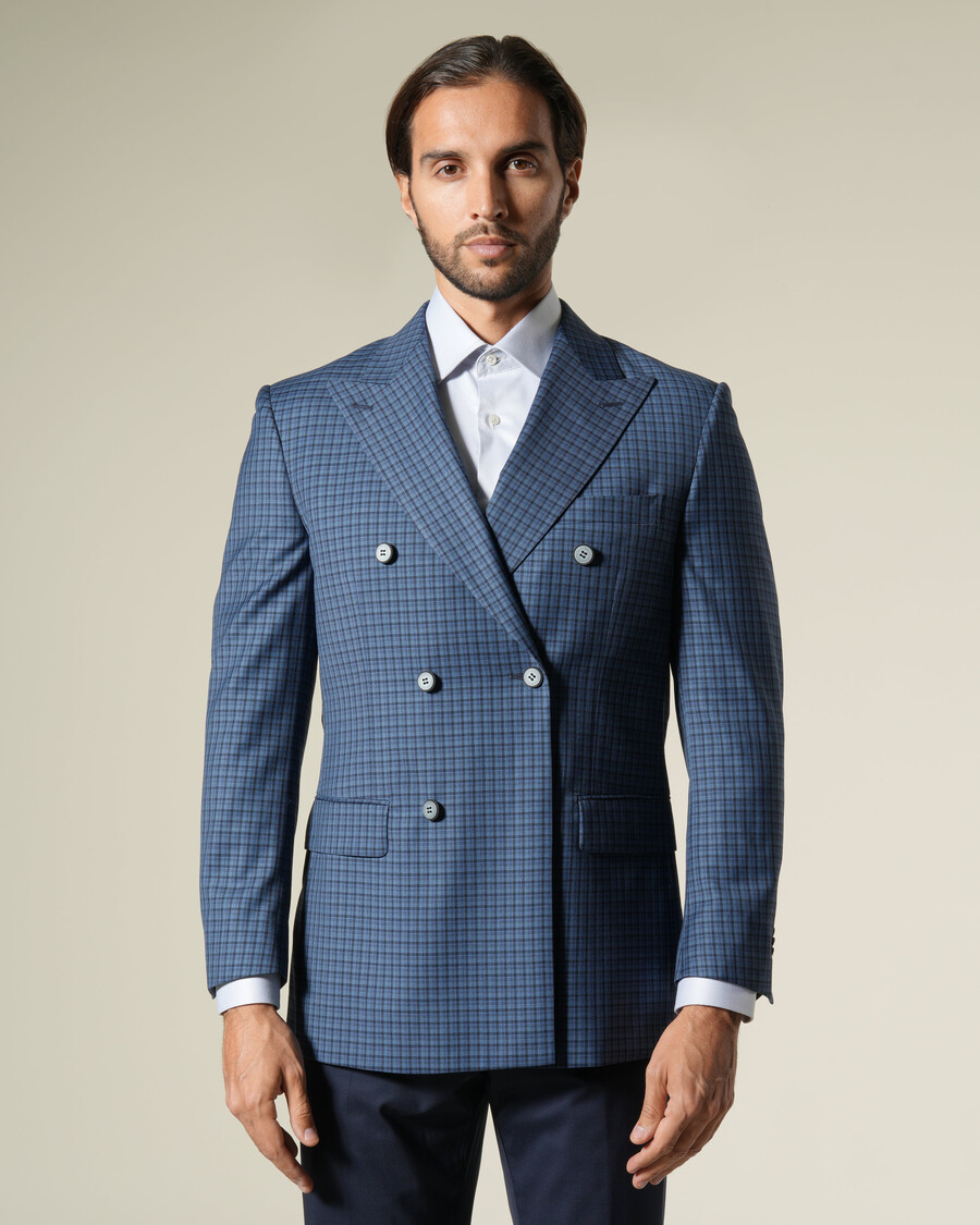 veste de costume croisée à carreaux