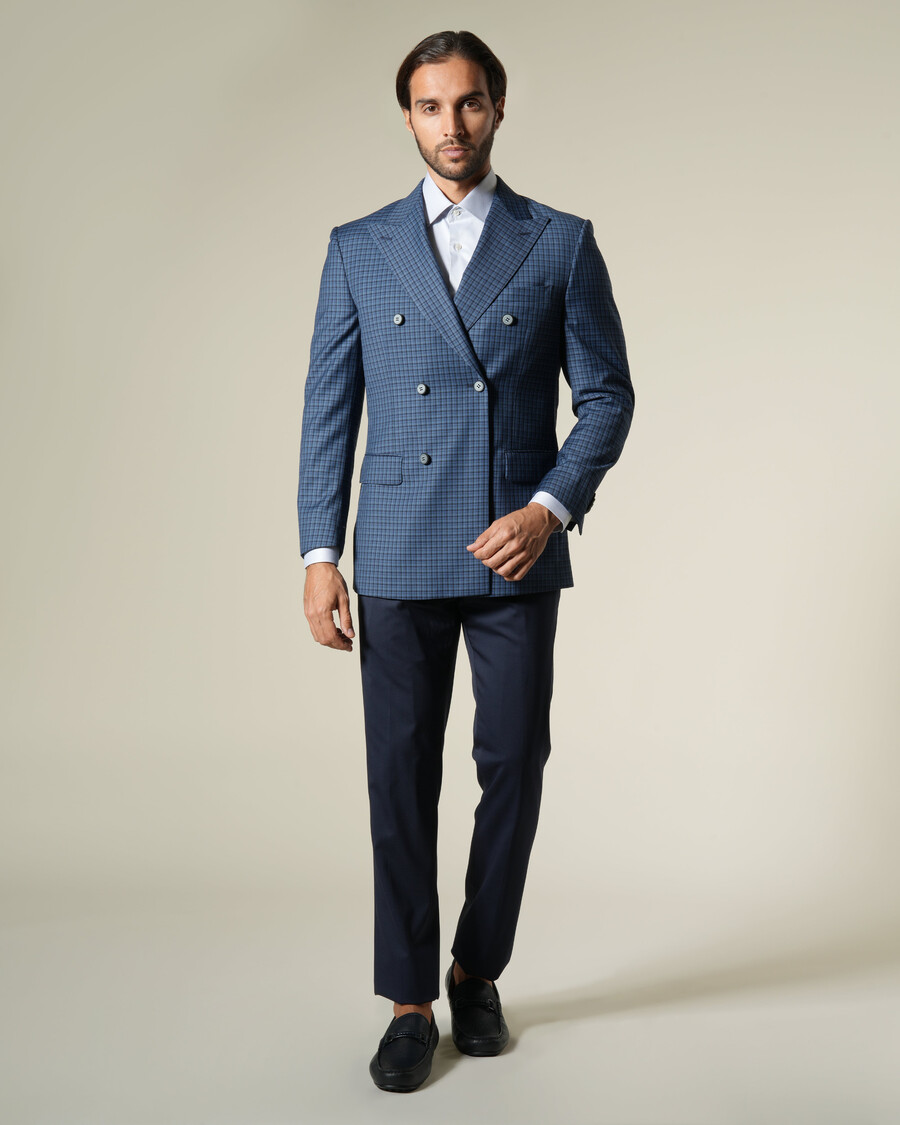veste de costume croisée à carreaux
