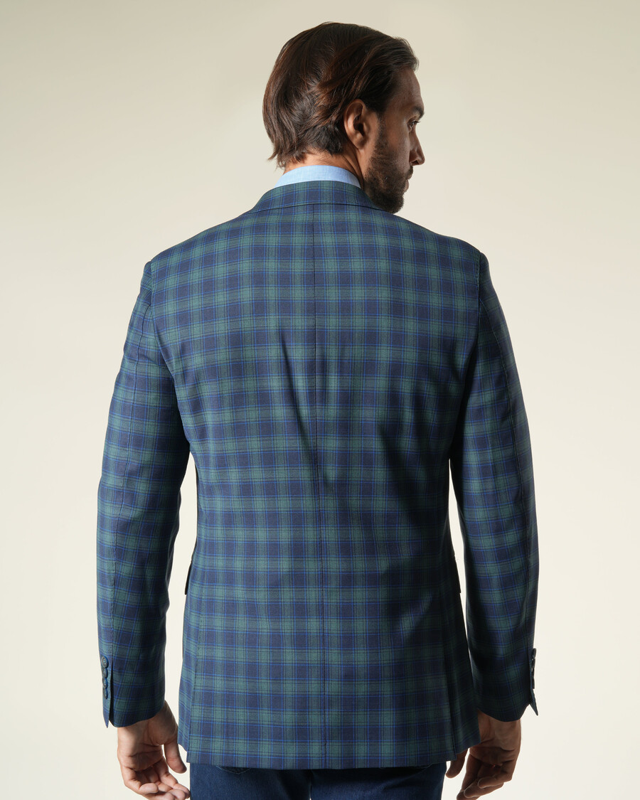 veste de costume à carreaux à simple boutonnage