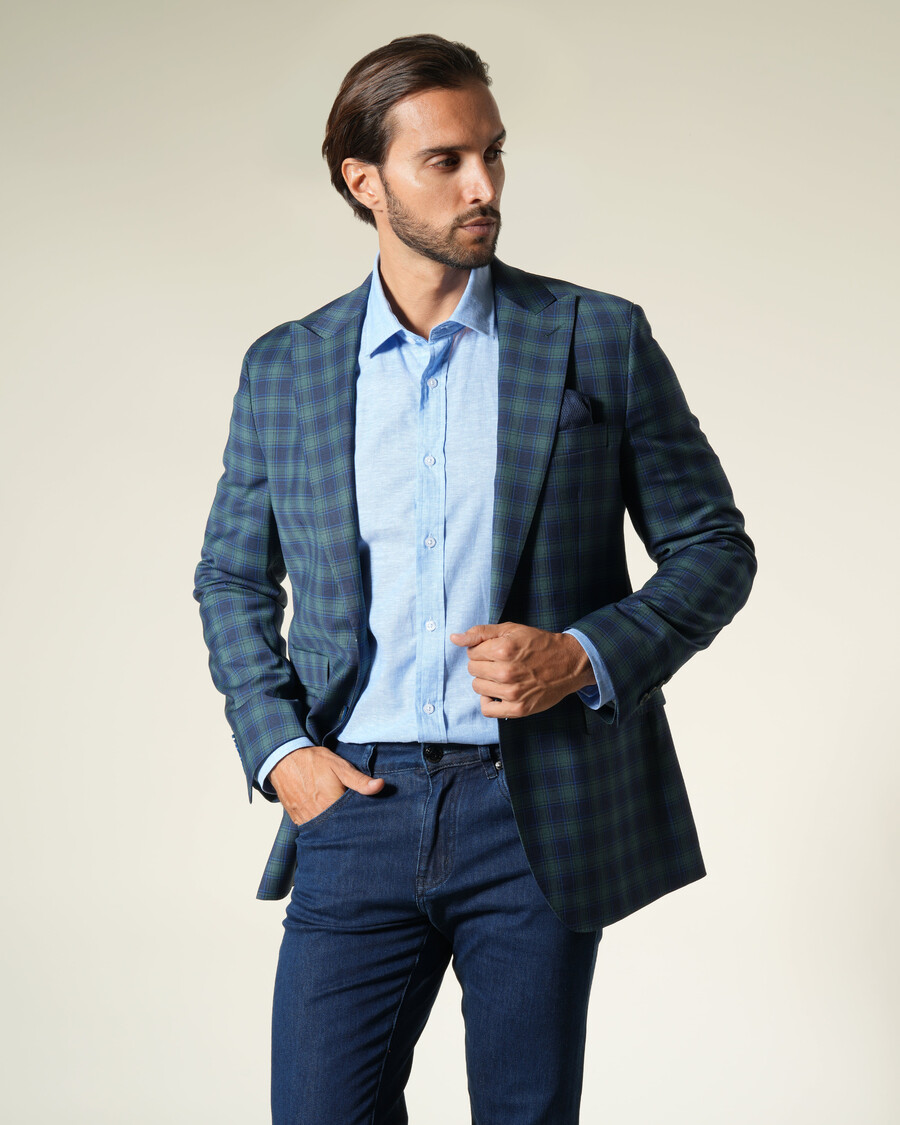 veste de costume à carreaux à simple boutonnage