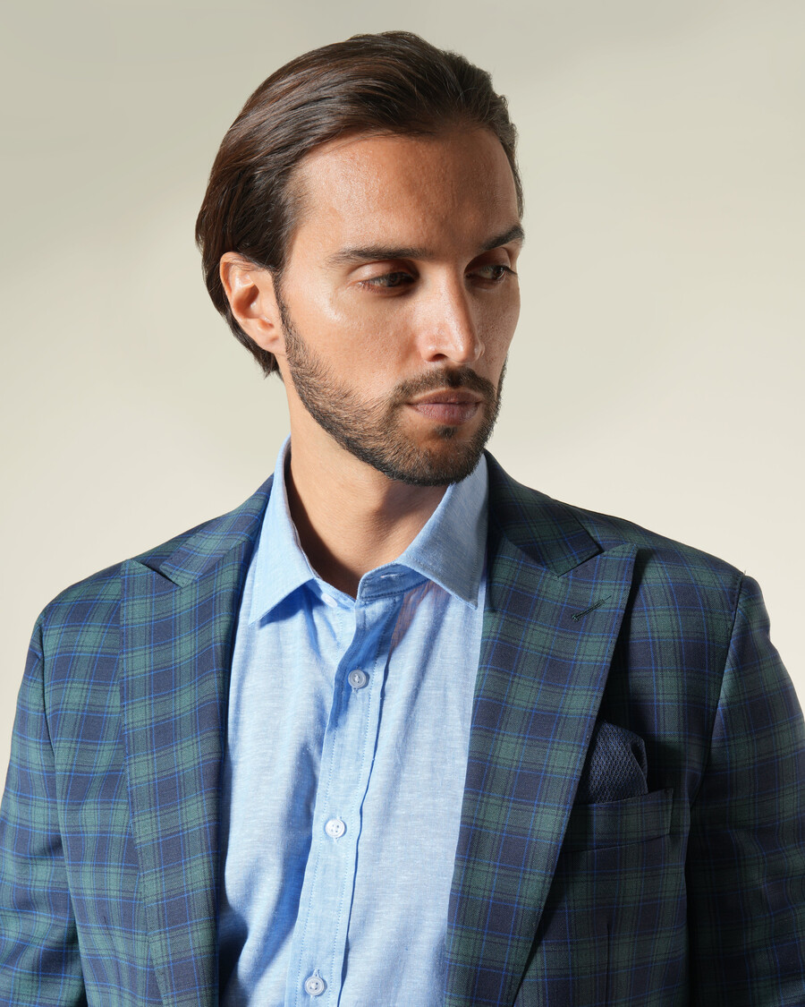 veste de costume à carreaux à simple boutonnage