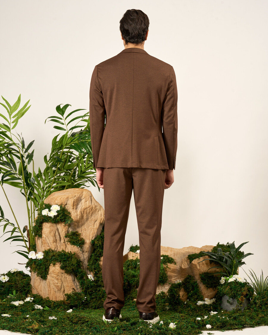 costume en maille marron slim fit