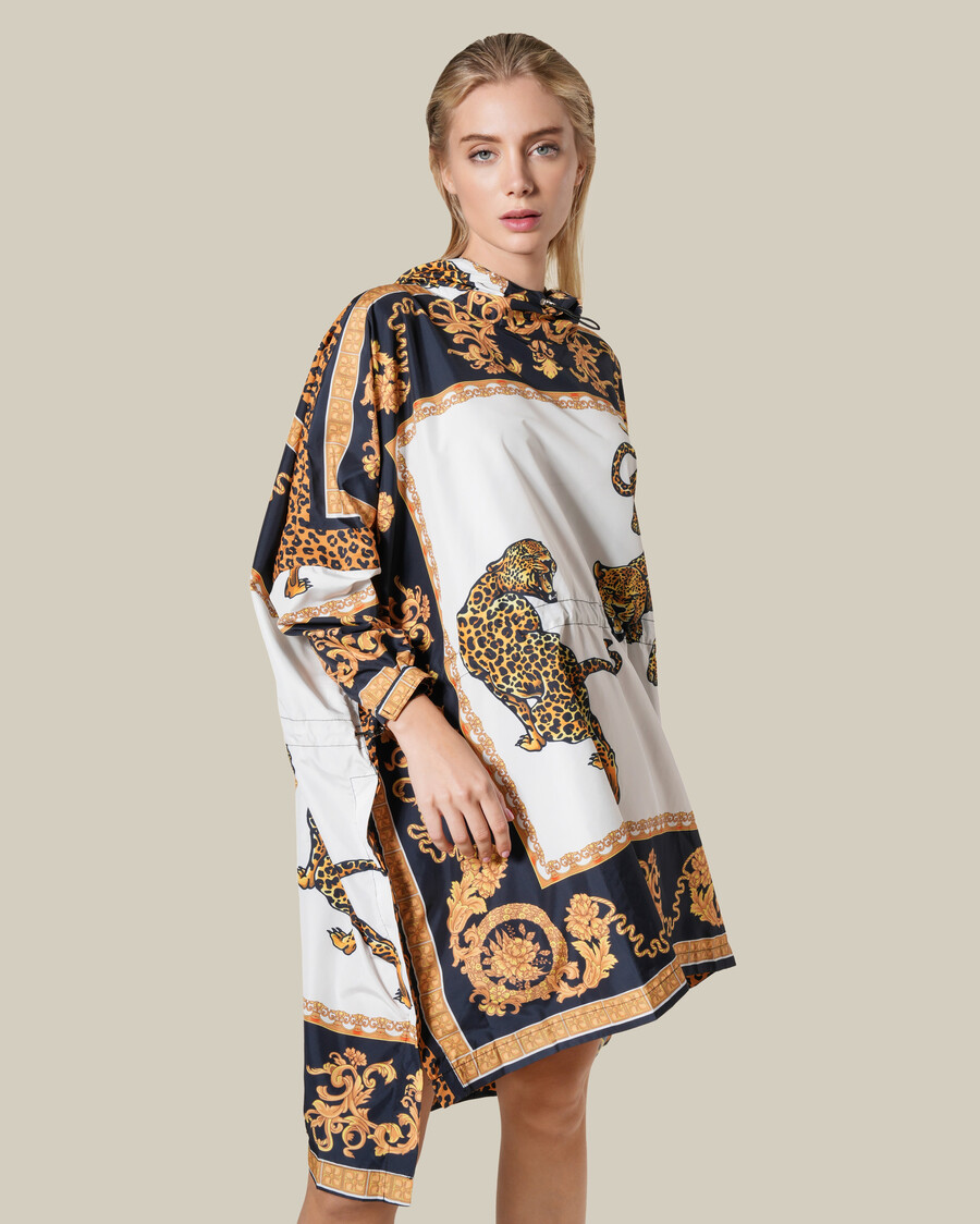 imperméable à capuche imprimé léopard baroque