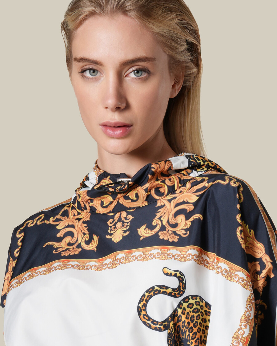 imperméable à capuche imprimé léopard baroque