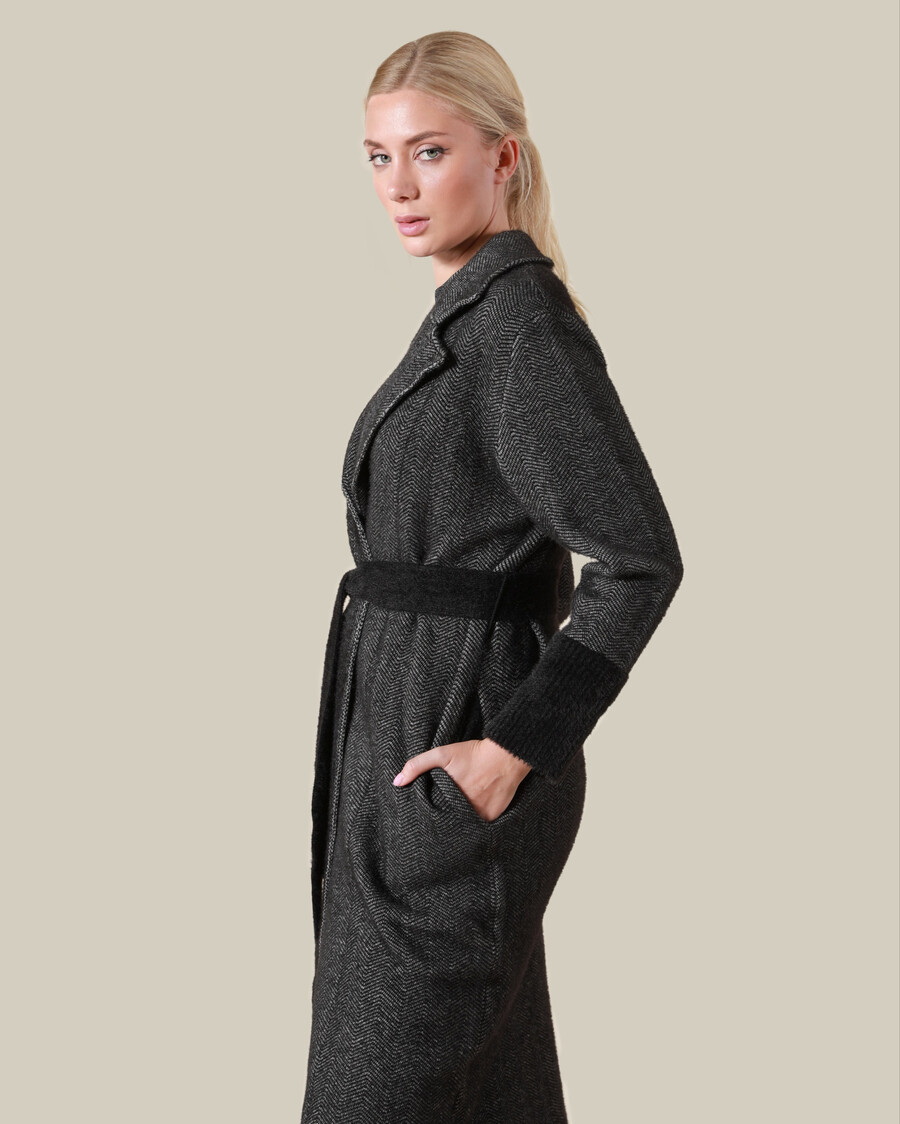 manteau cache-cœur à chevrons