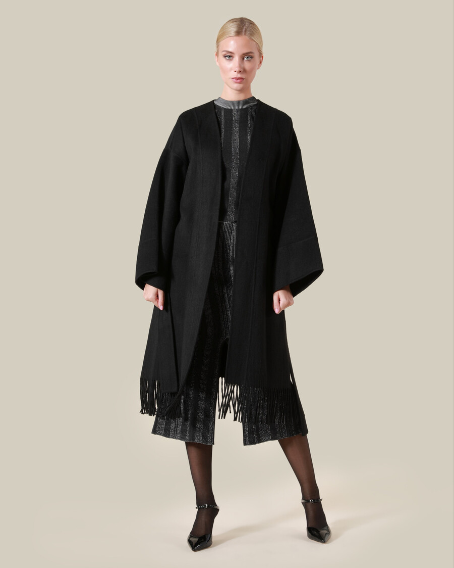 manteau en laine à franges