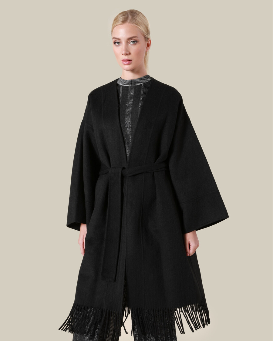 manteau en laine à franges