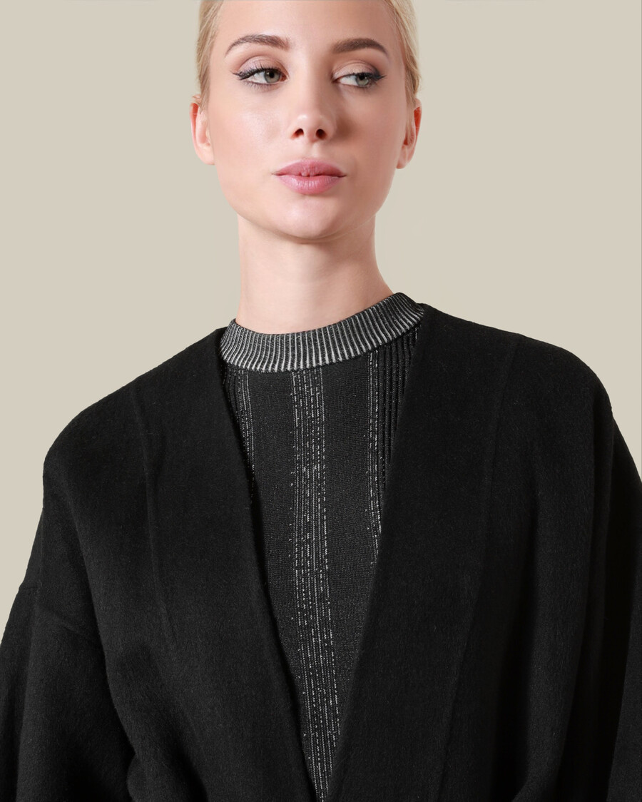 manteau en laine à franges