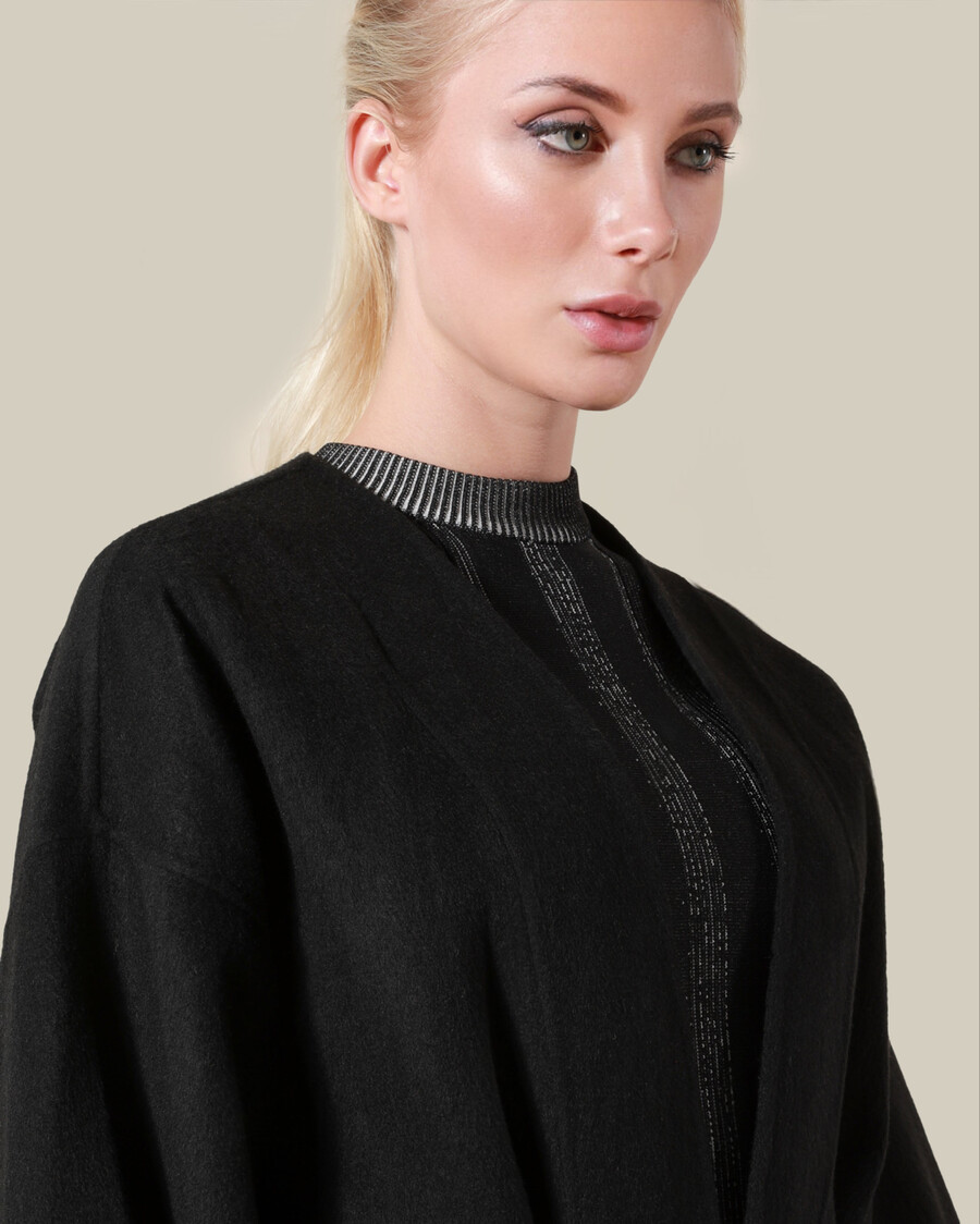 manteau en laine à franges