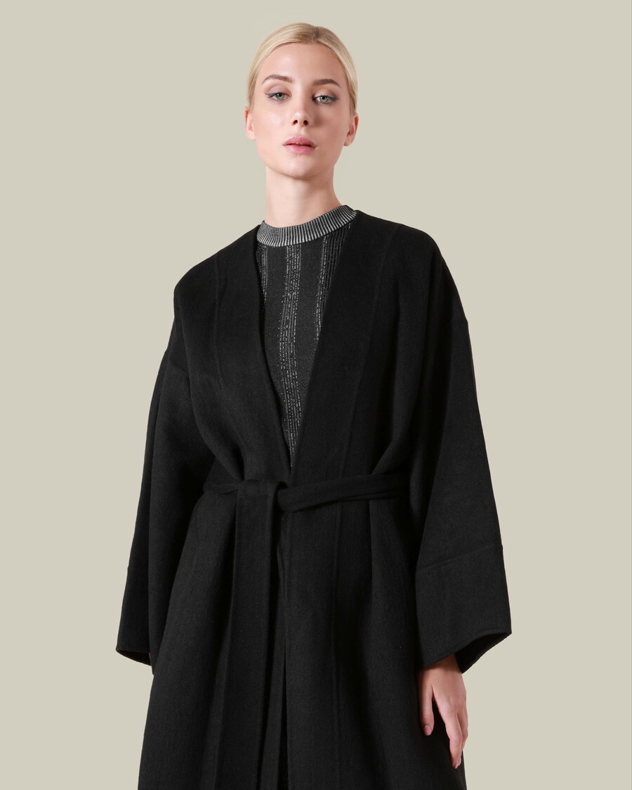 manteau en laine à franges