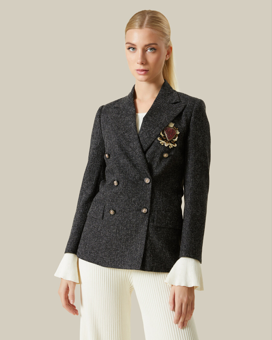 blazer en tweed orné dun logo