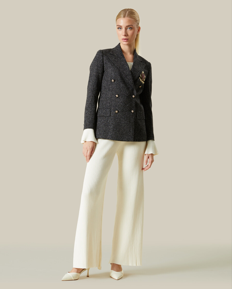 blazer en tweed orné dun logo