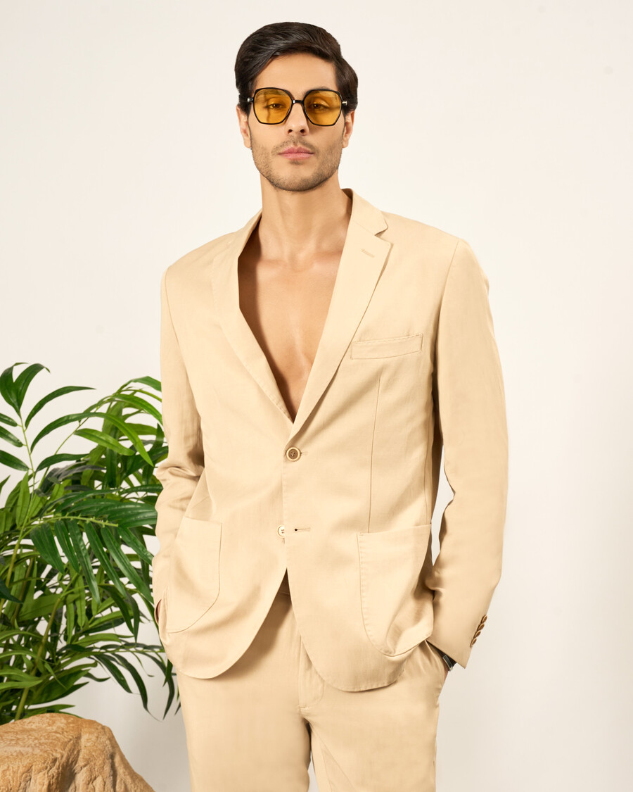 veste de sport beige en lin mélangé
