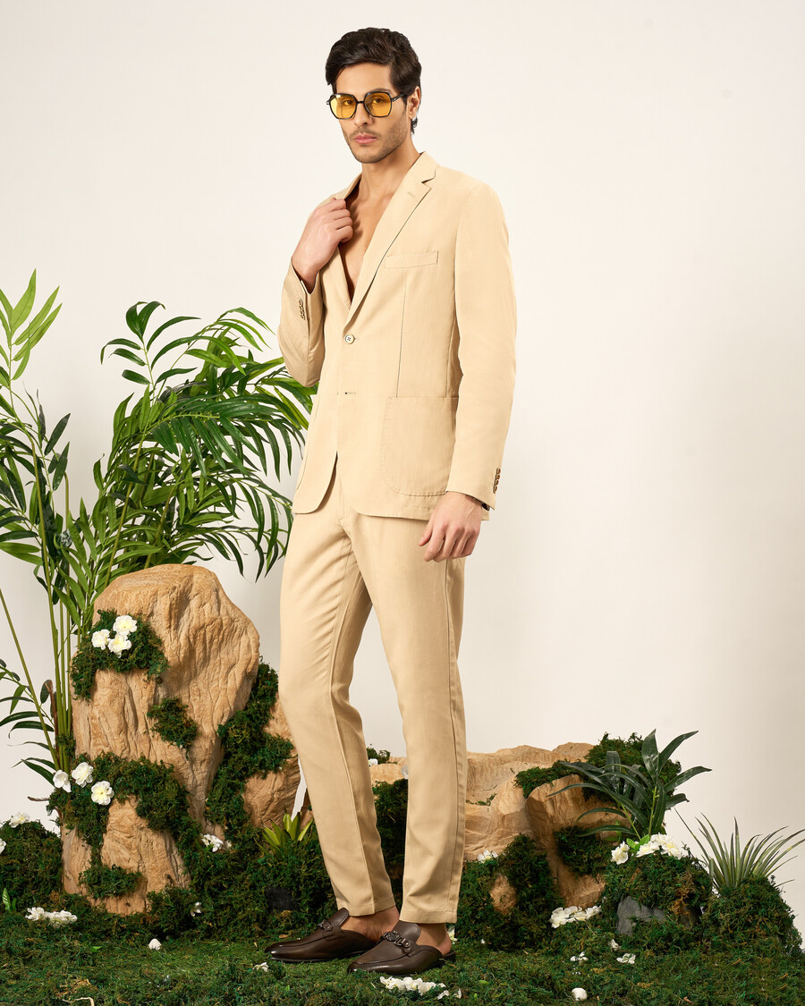 veste de sport beige en lin mélangé