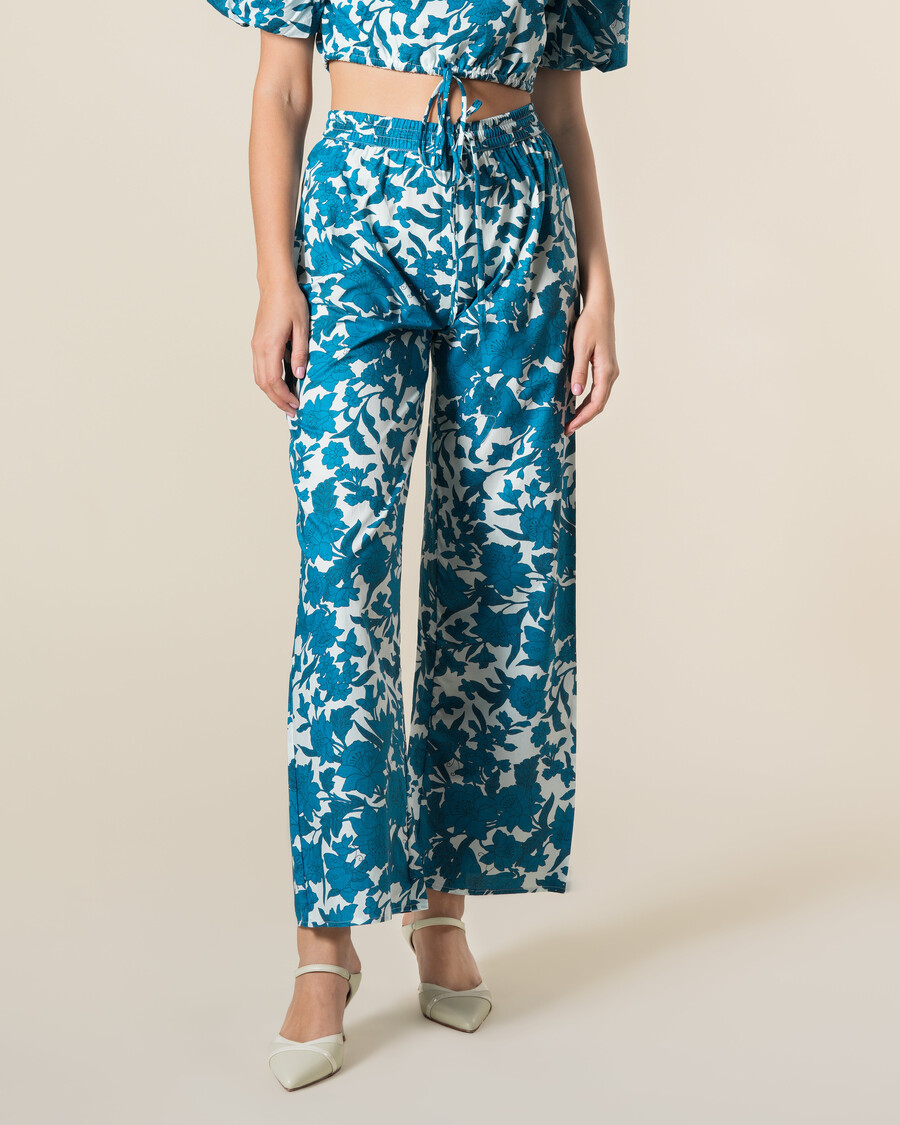 pantalon en coton imprimé floral
