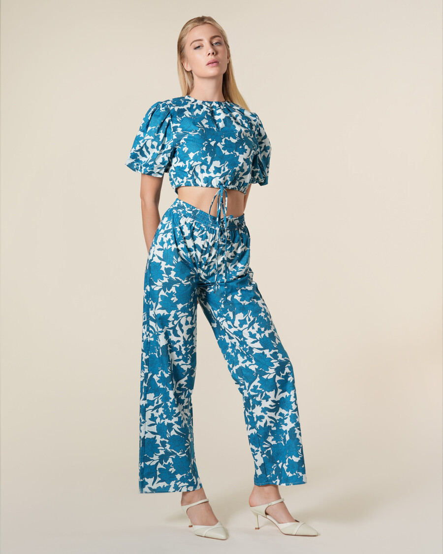 pantalon en coton imprimé floral