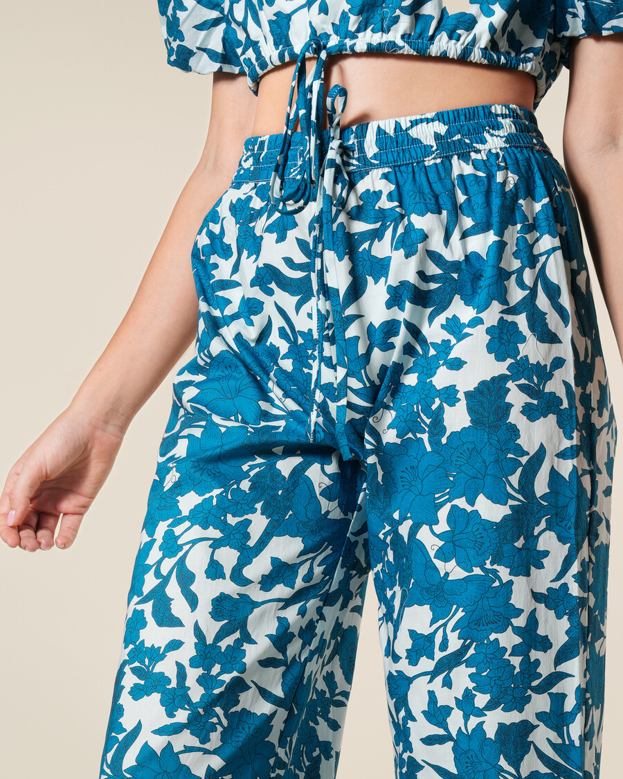 pantalon en coton imprimé floral