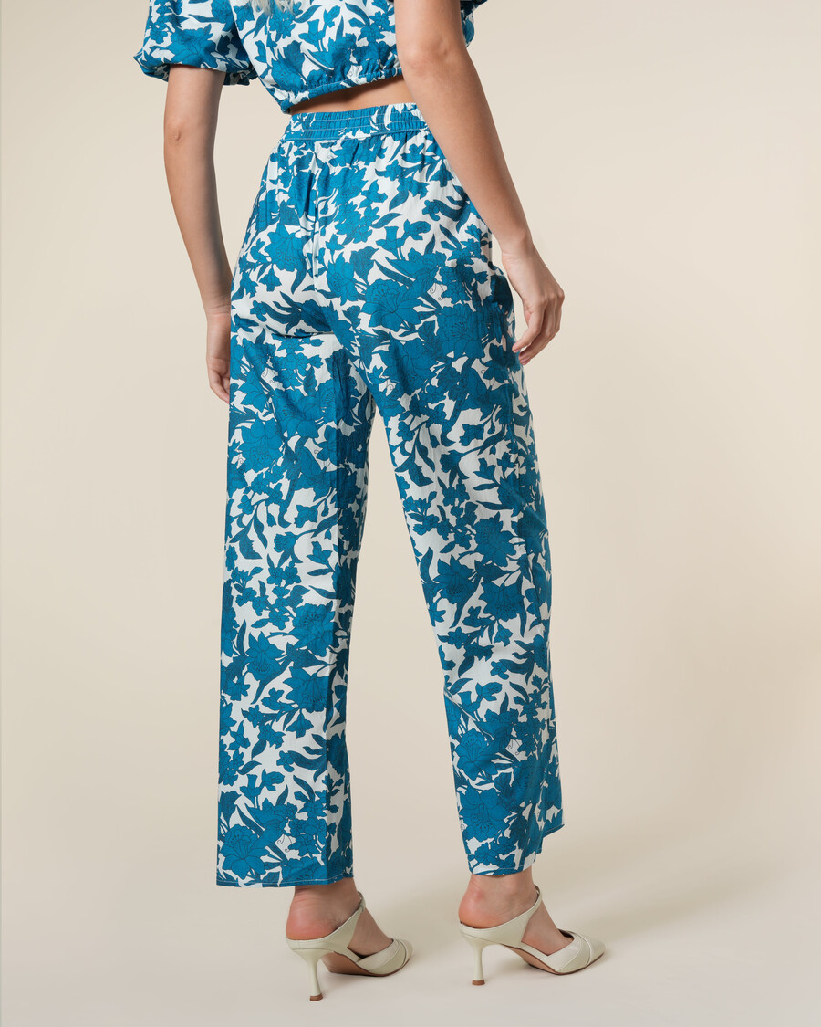 pantalon en coton imprimé floral