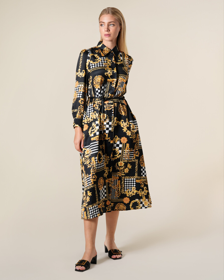 robe midi à imprimé géométrique baroque