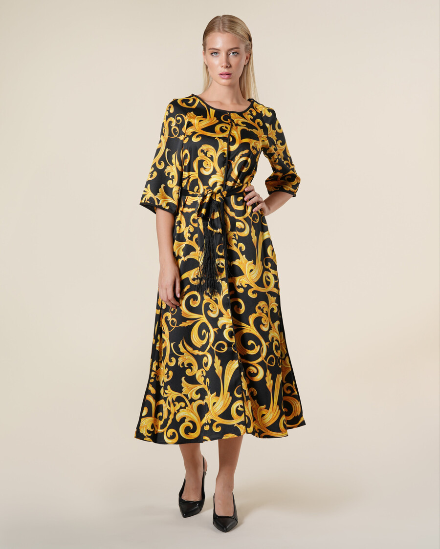 robe midi à imprimé baroque classique