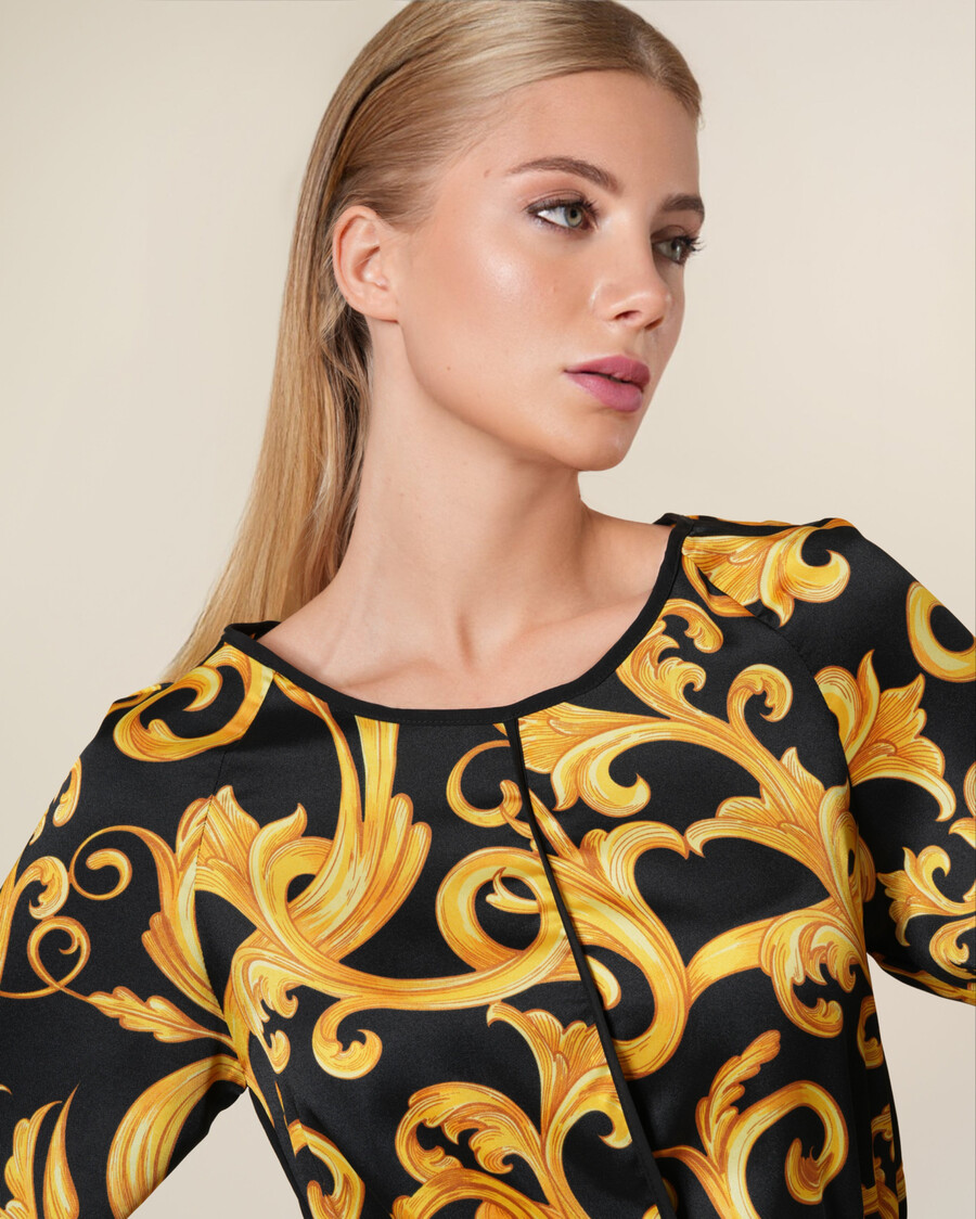 robe midi à imprimé baroque classique