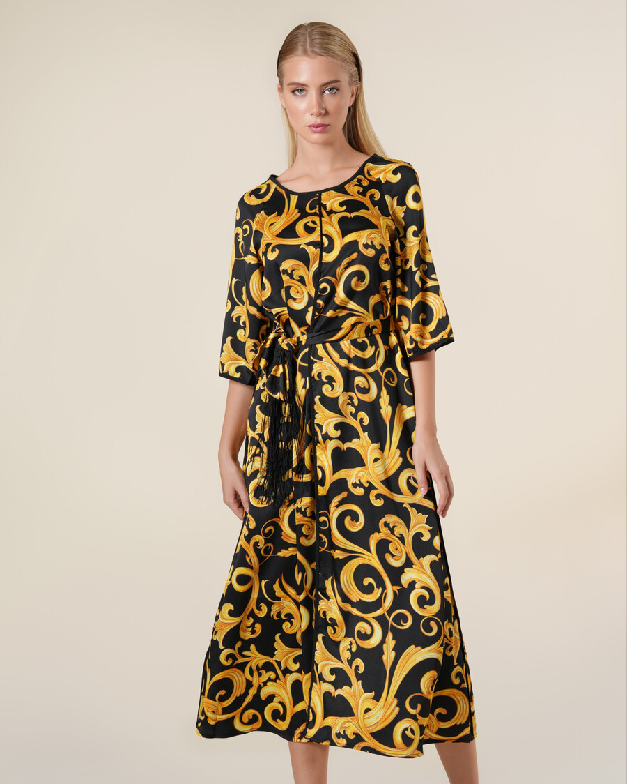 robe midi à imprimé baroque classique