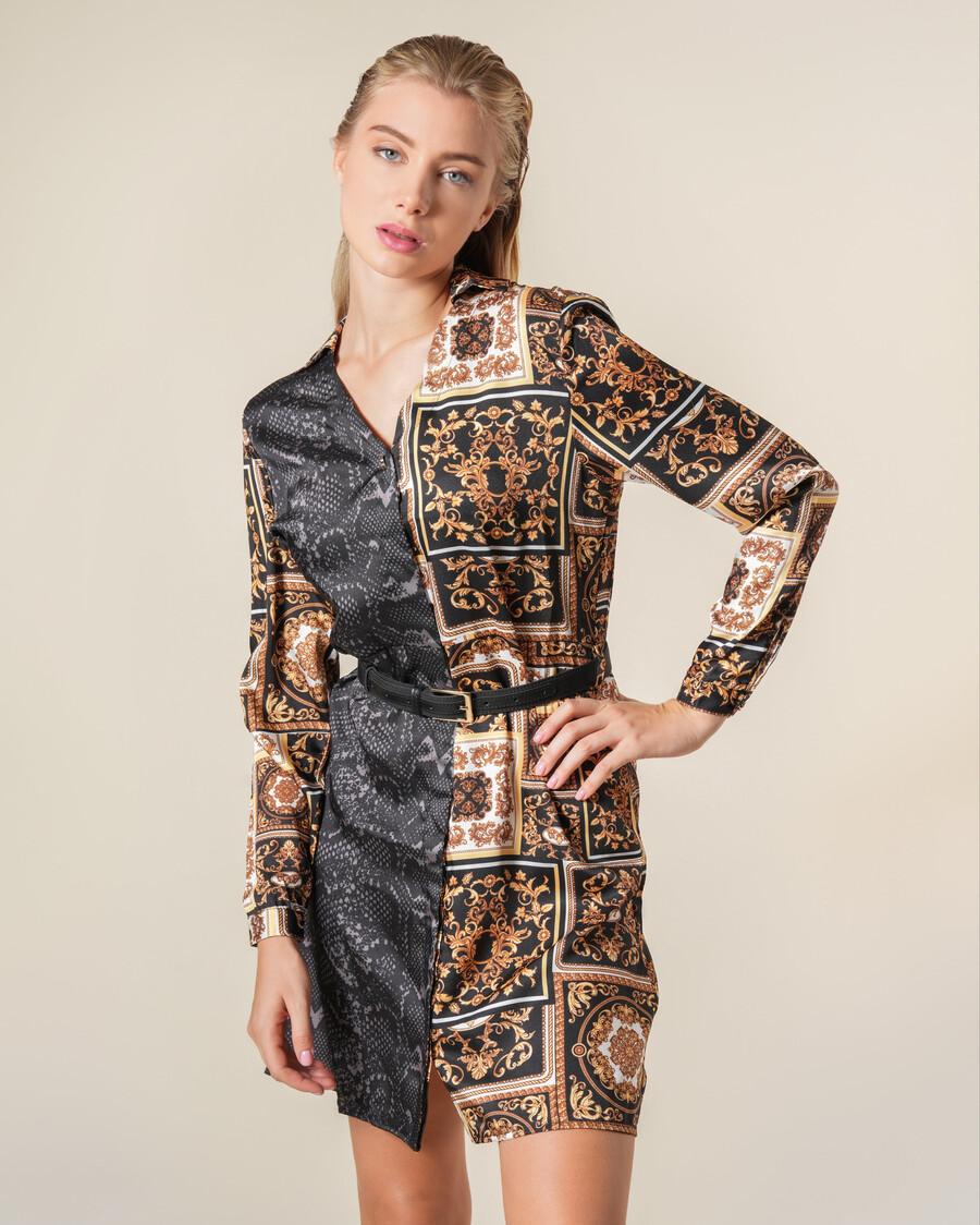 robe mini imprimée serpent et baroque
