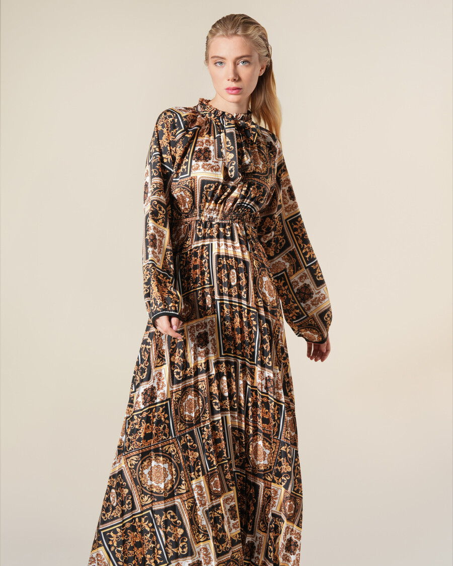 robe longue à imprimé patchwork baroque et à nouer soi-même