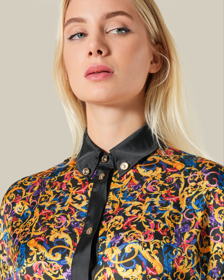 robe-chemise imprimée baroque multicolore