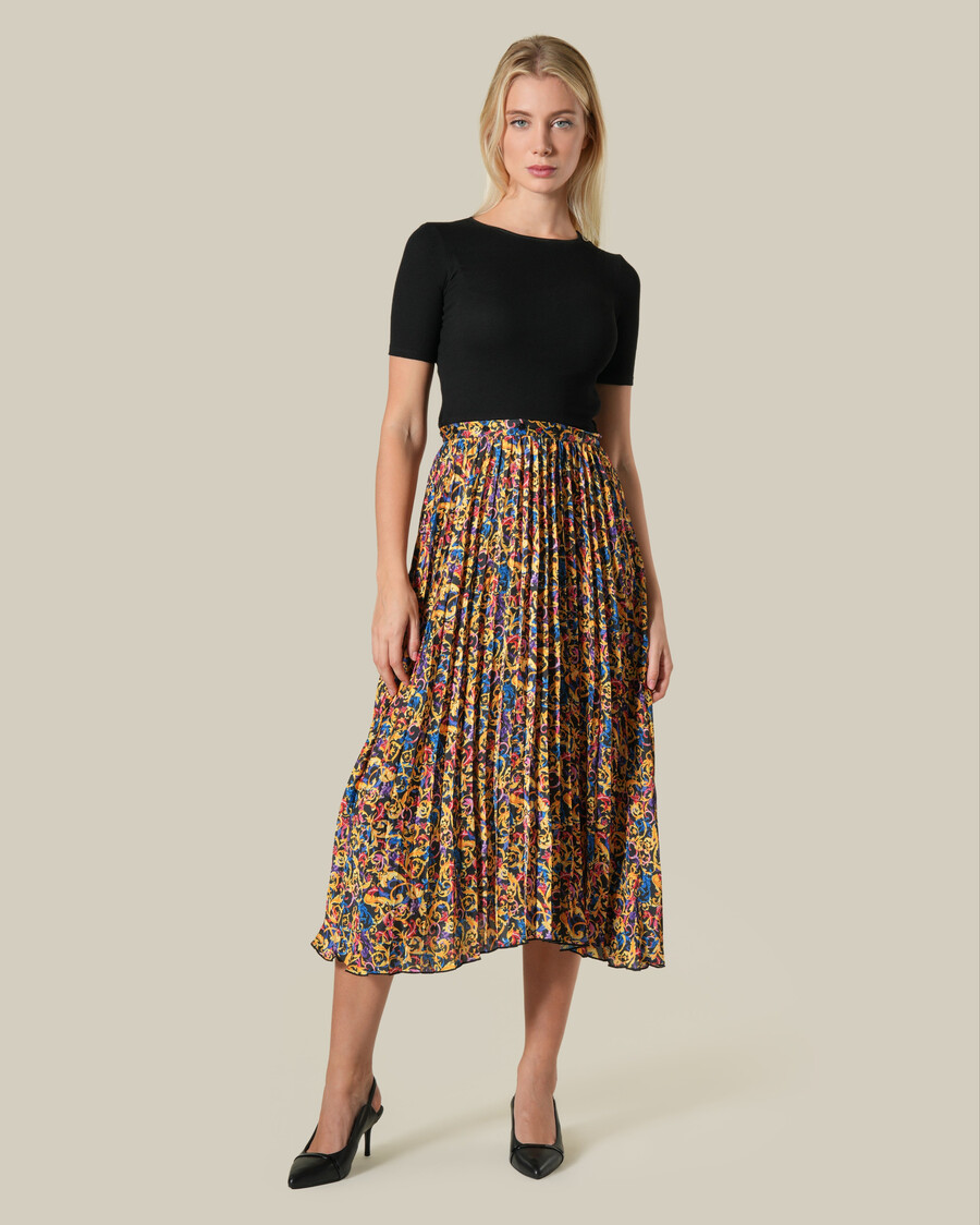 robe midi plissée imprimée baroque multicolore