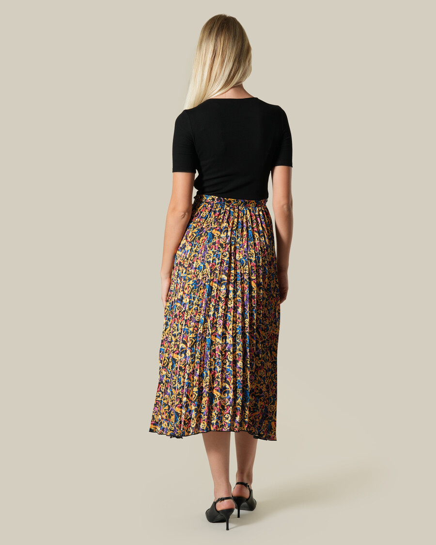 robe midi plissée imprimée baroque multicolore