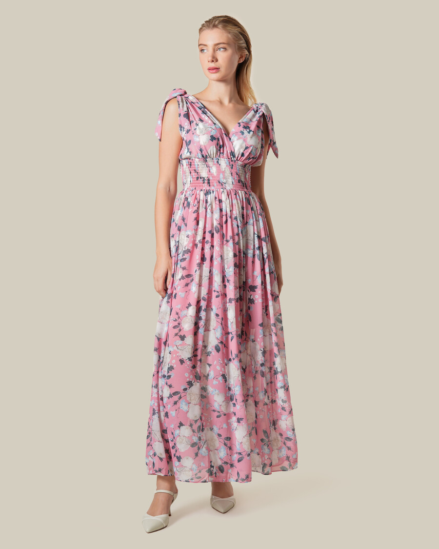 robe longue à col en v et imprimé floral
