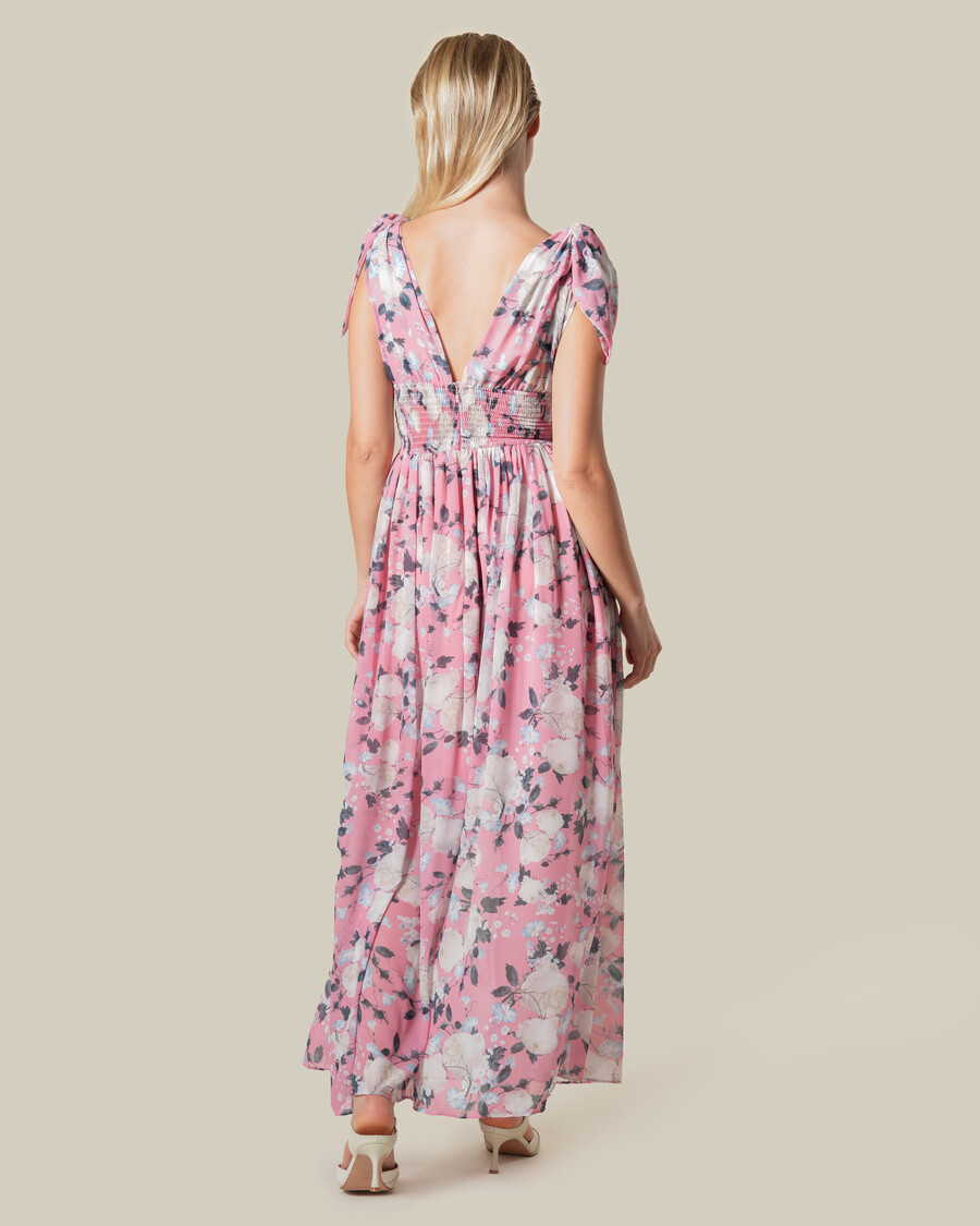 robe longue à col en v et imprimé floral