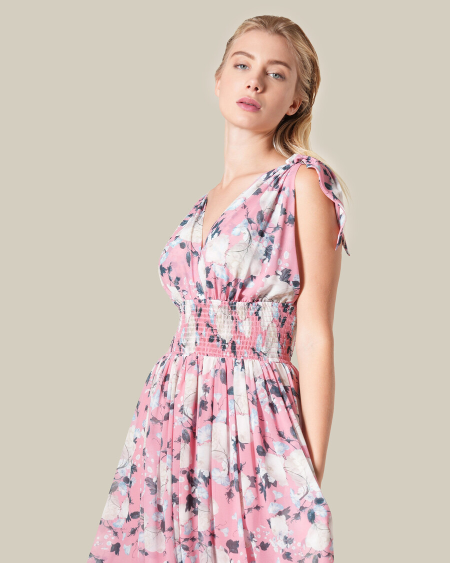 robe longue à col en v et imprimé floral