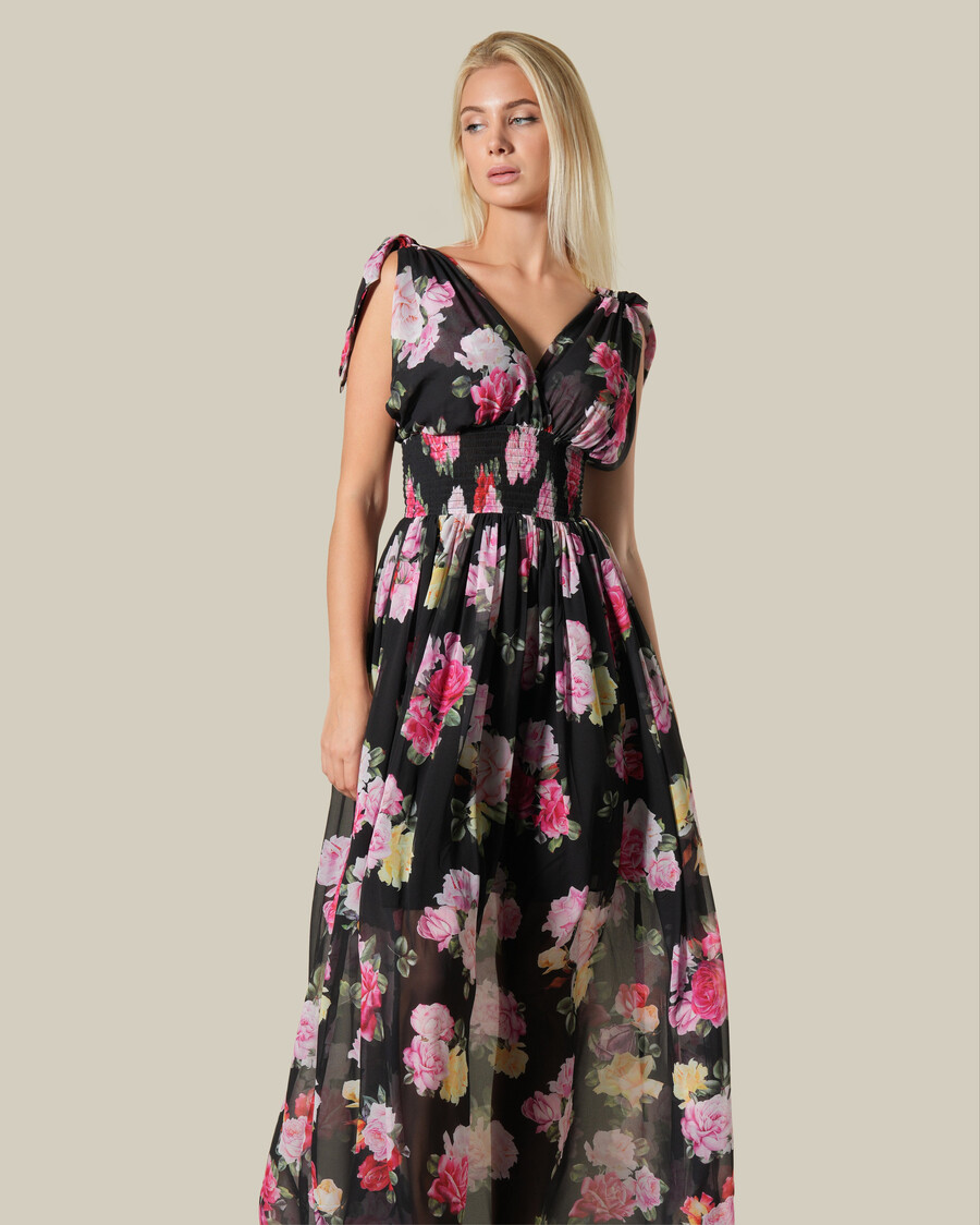 robe longue à effet floral transparent