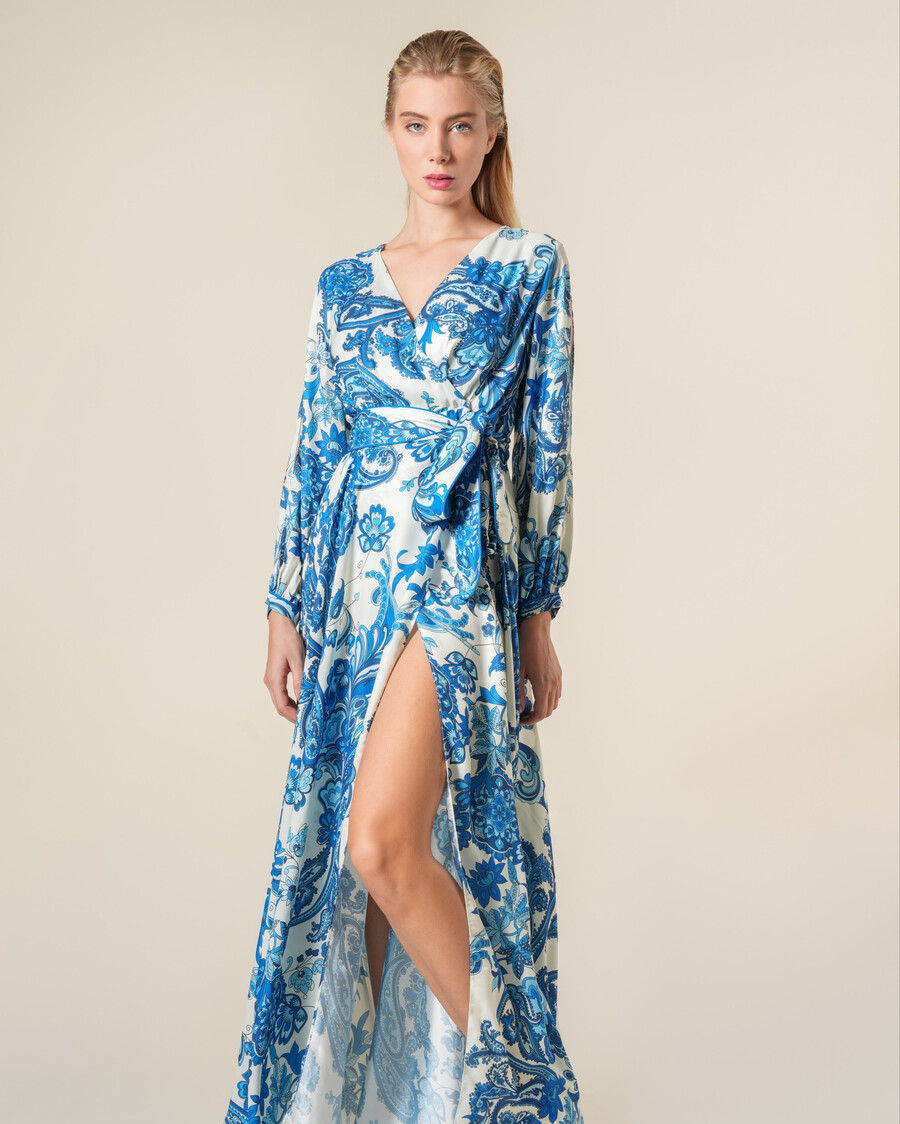 robe longue portefeuille à imprimé cachemire
