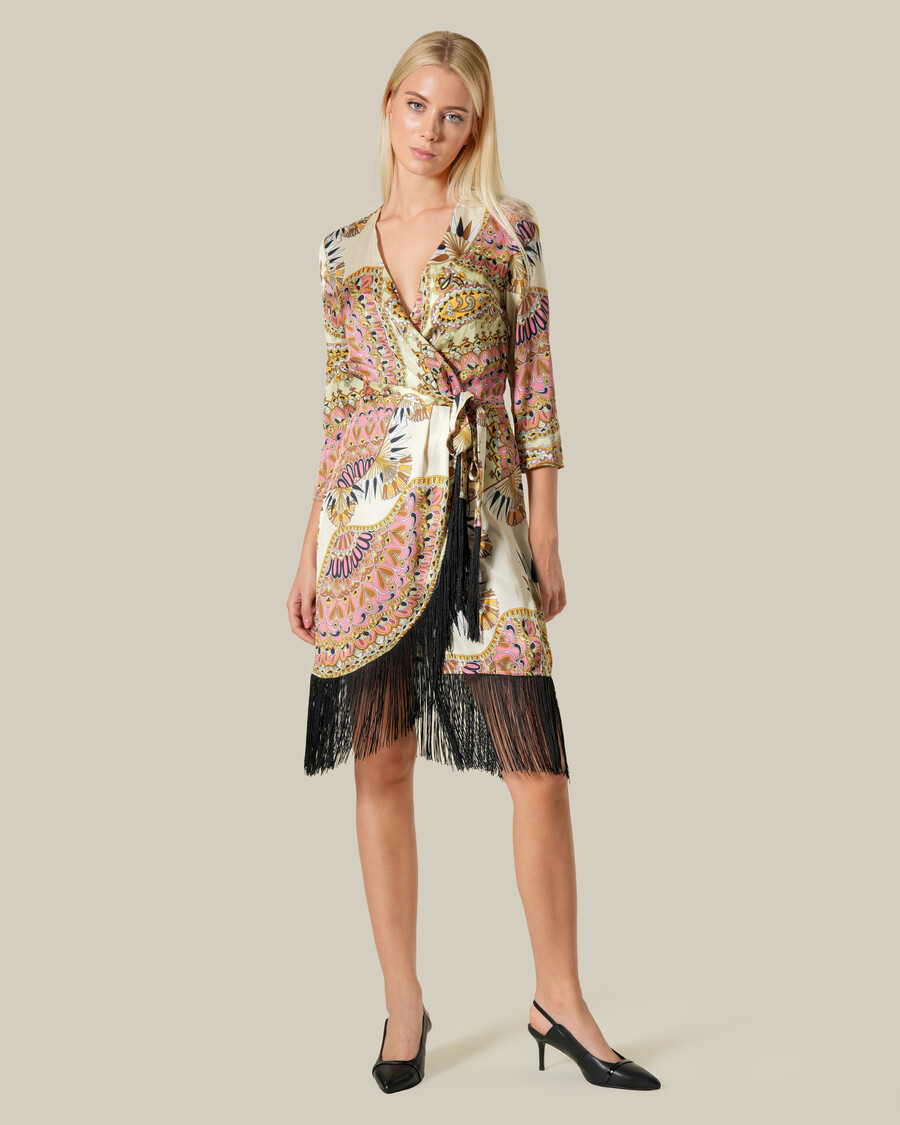 robe portefeuille à franges et imprimé cachemire