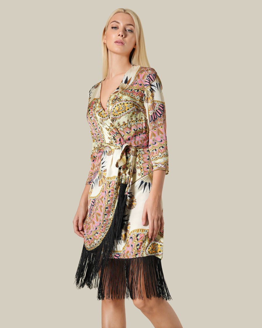 robe portefeuille à franges et imprimé cachemire