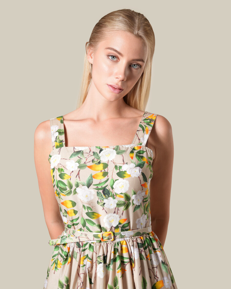 robe sans manches en coton à imprimé floral