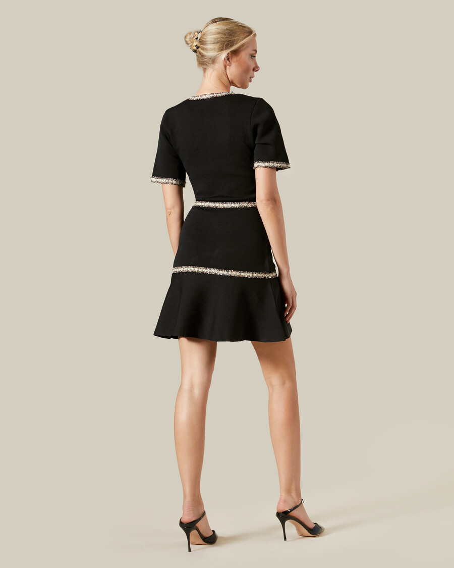 robe en maille bordée de tweed