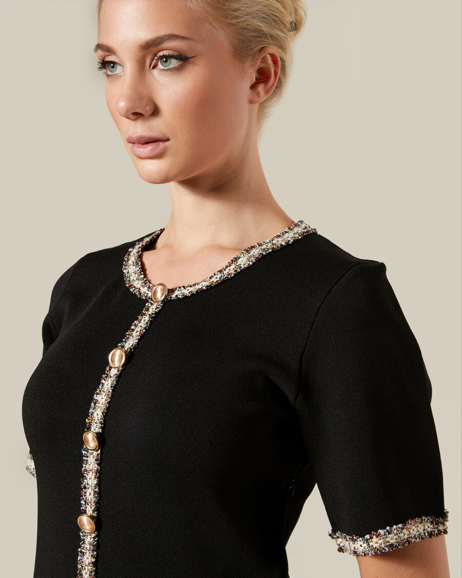 robe en maille bordée de tweed