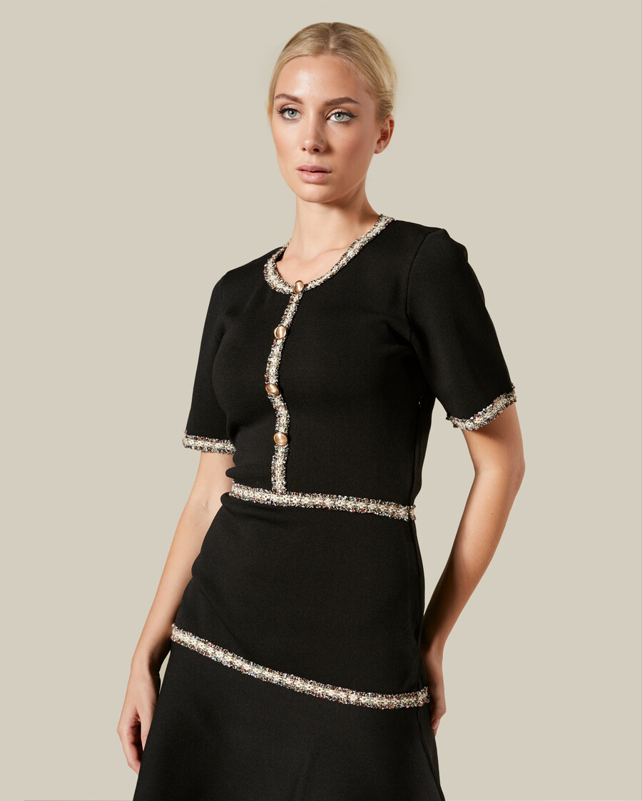 robe en maille bordée de tweed