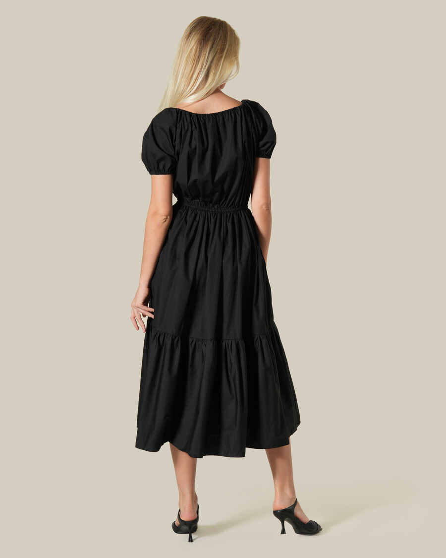 robe midi en coton à manches bouffantes