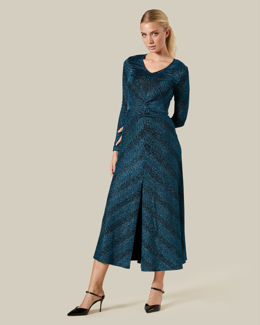 robe longue rayée en mélange de lurex